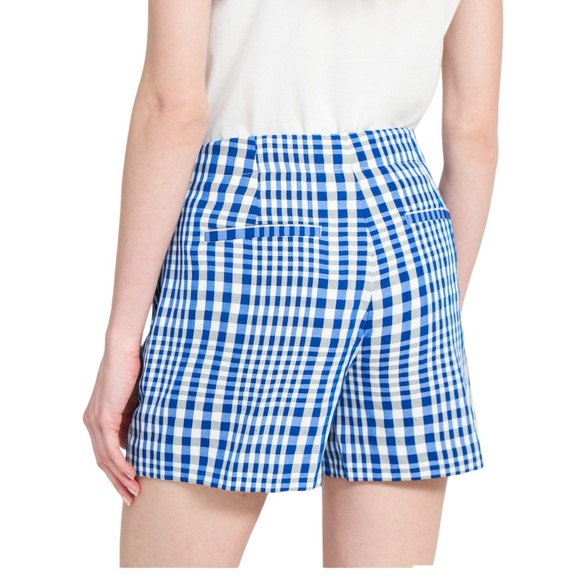 Theory Linen-Blend Checked Shorts NWOT 0 - Picture 3 of 13